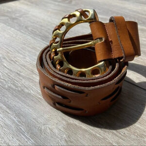 Vintage Handmade Woven Braided Perforated Leather Belt